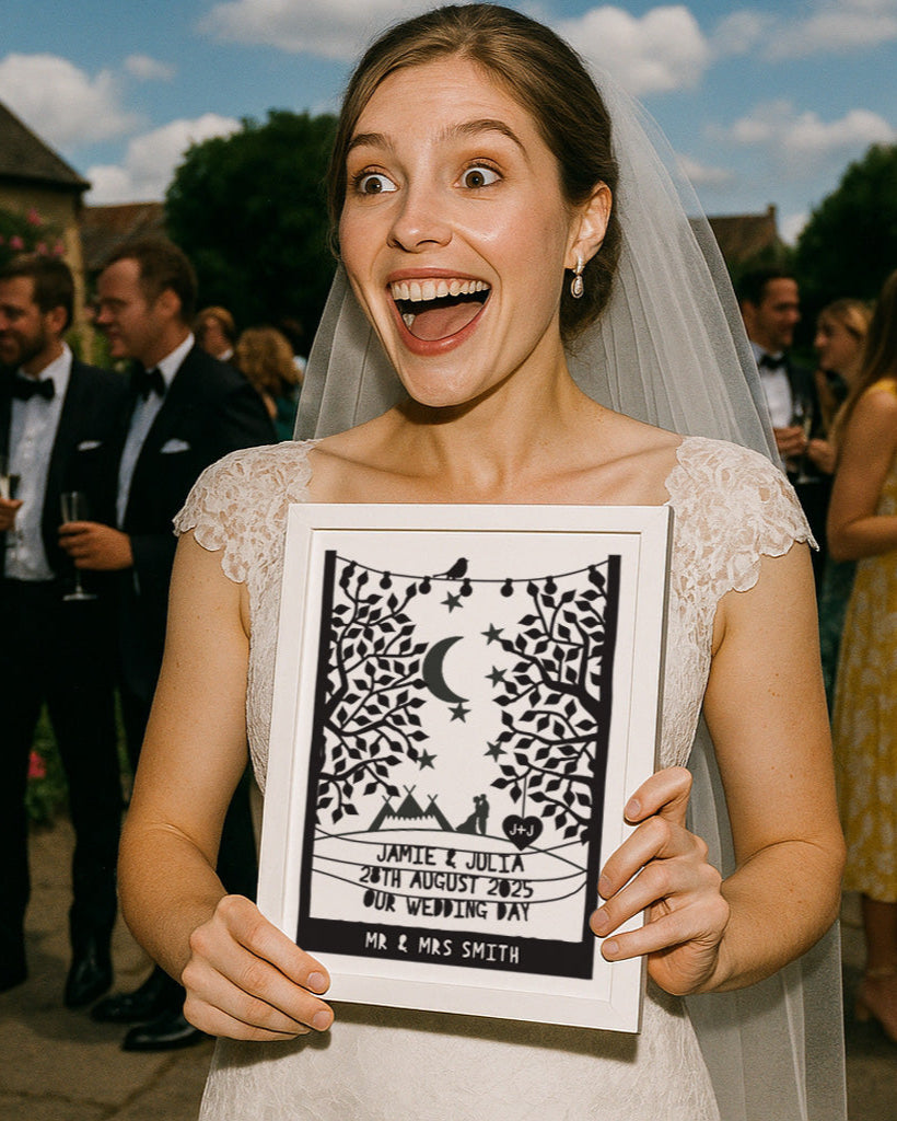 Personalised Wedding Venue Papercut Style Print