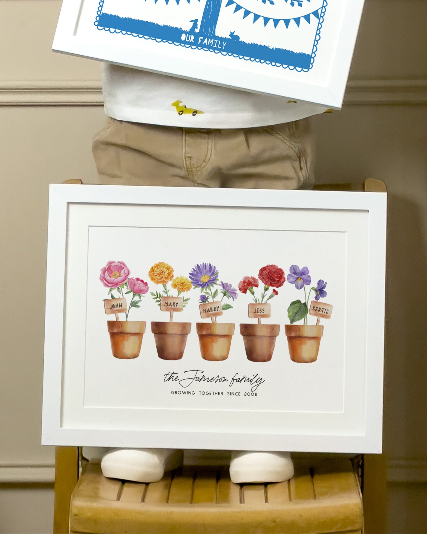 Personalised Family Birth Flower Pots Print