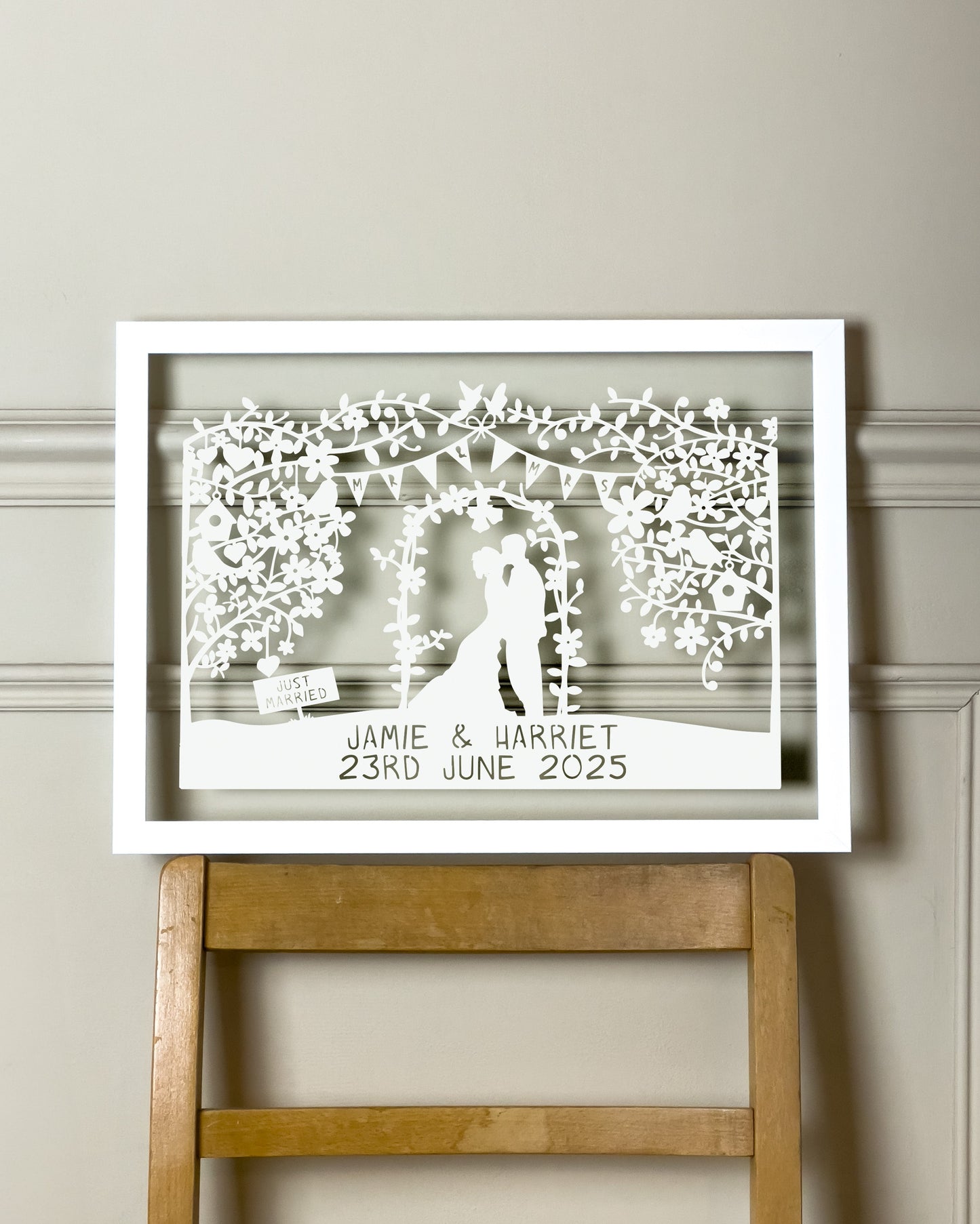 Personalised Silhouette Wedding Papercut