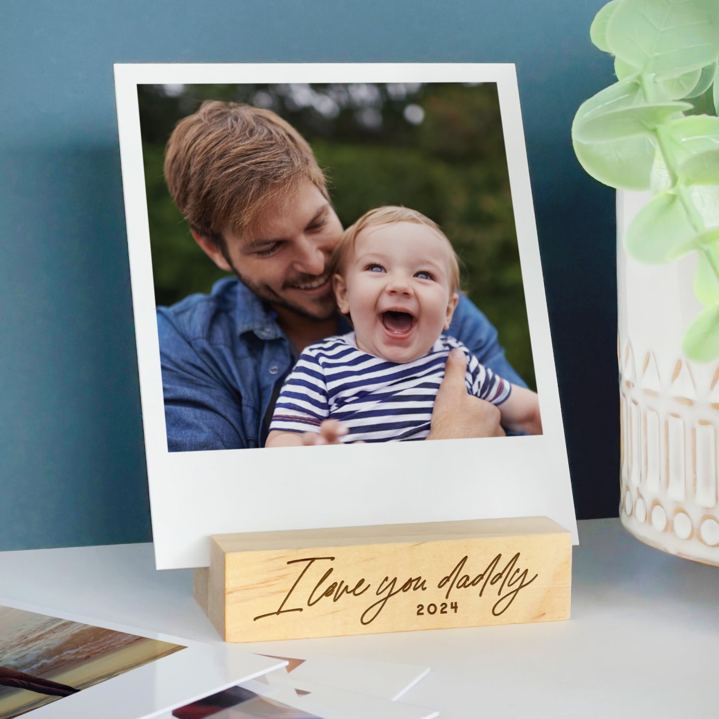 Personalised Father's Day Wooden Photo Holder