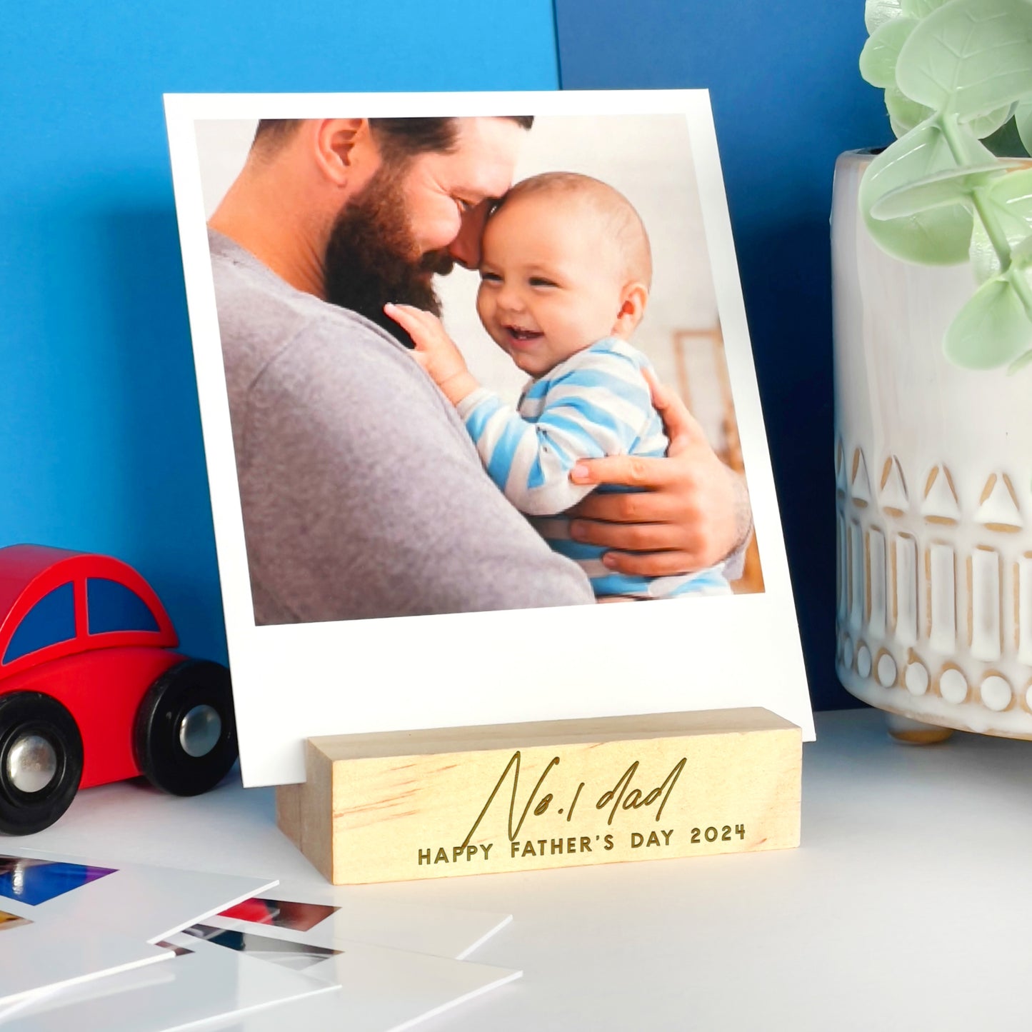 Personalised Father's Day Wooden Photo Holder