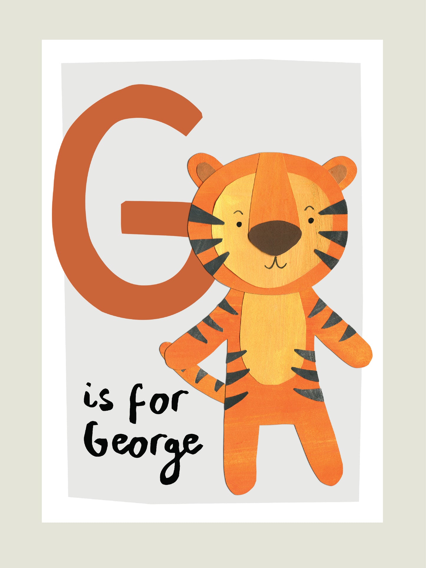 Personalised children's animal initial print