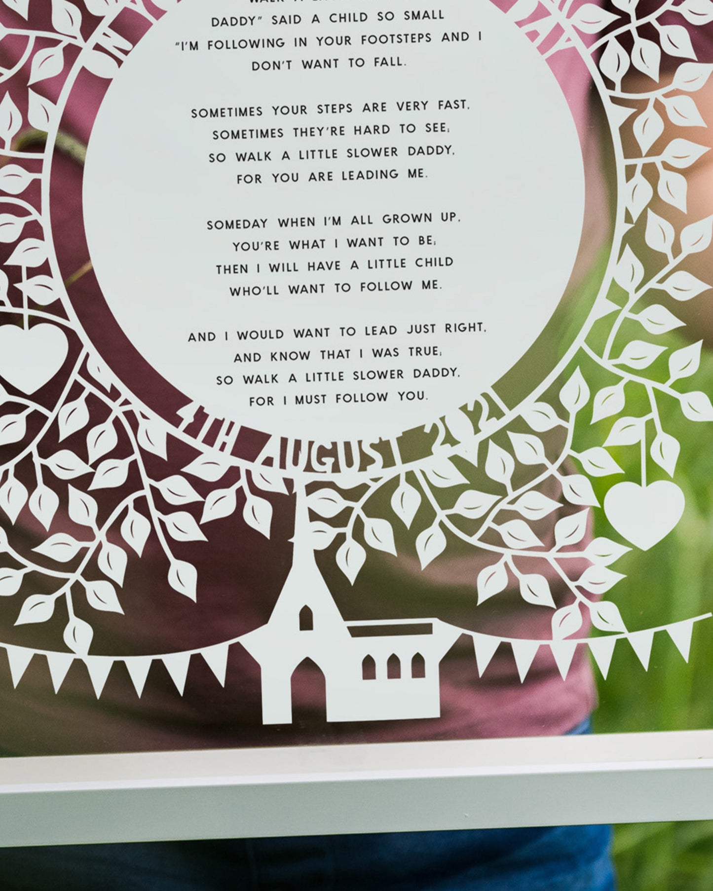 Personalised Christening Reading Poem Papercut