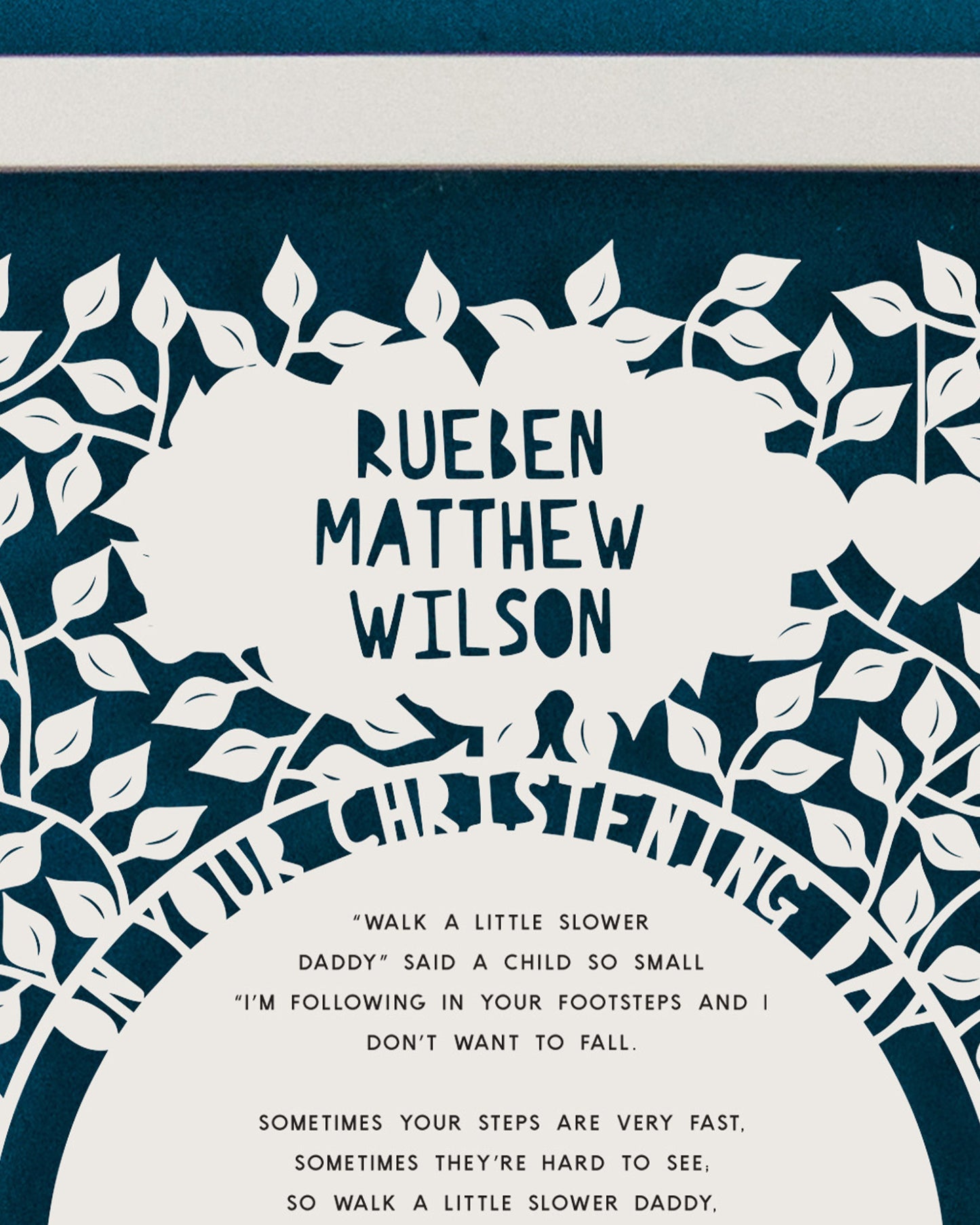Personalised Christening Reading Poem Papercut