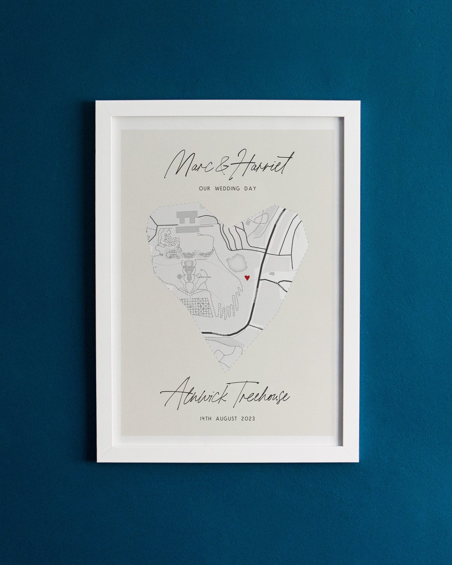 Personalised Wedding Venue Map Heart Print