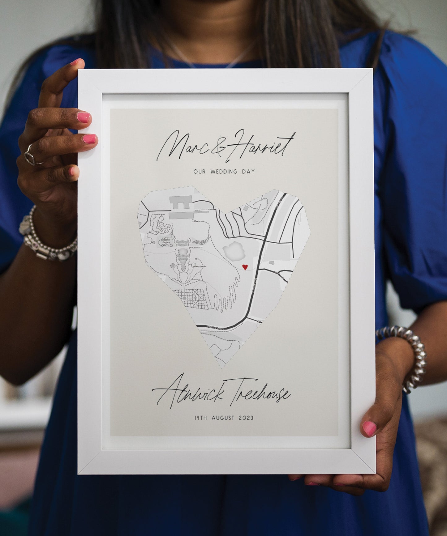 Personalised Wedding Venue Map Heart Print