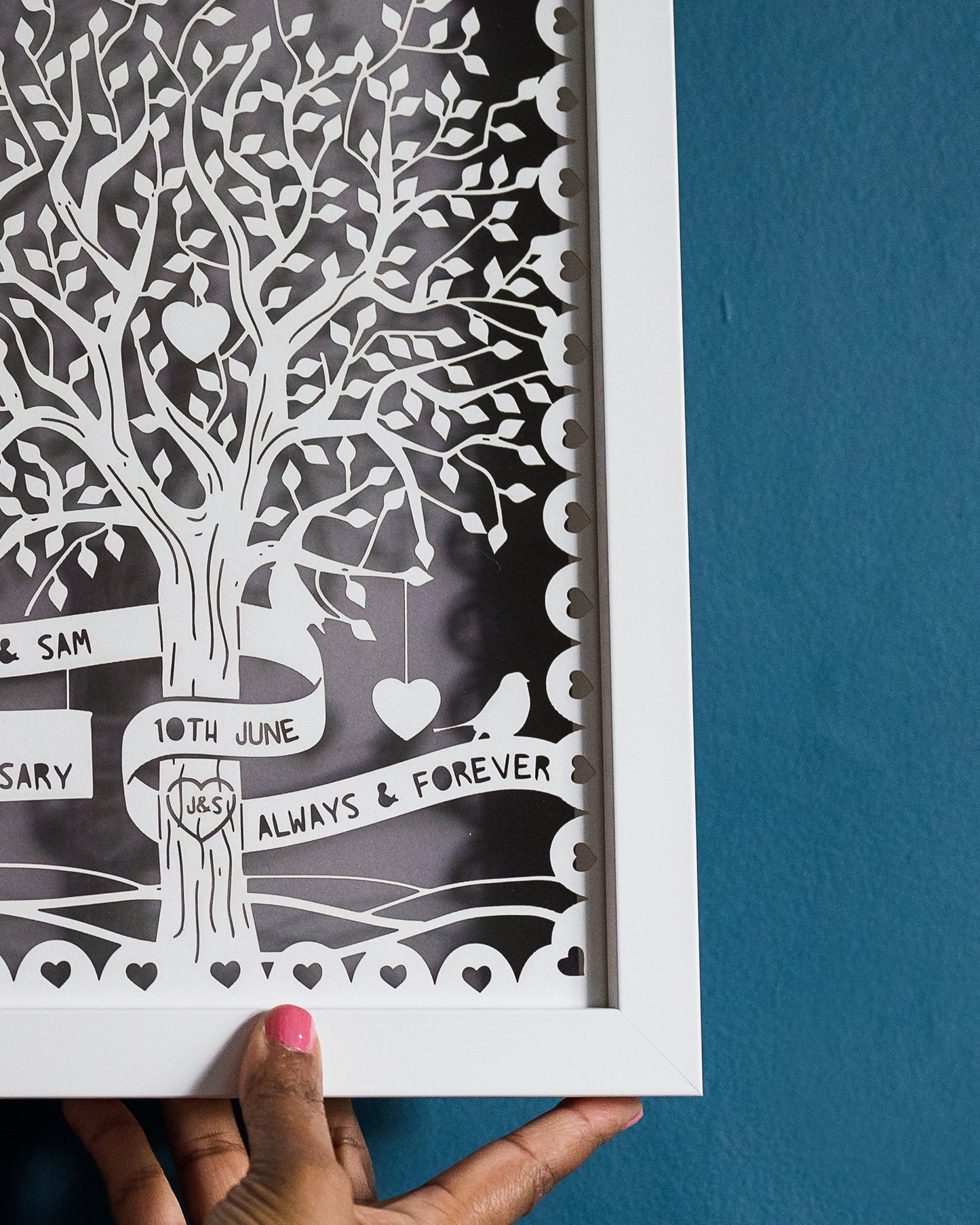 Personalised Love Tree Papercut with Bunting