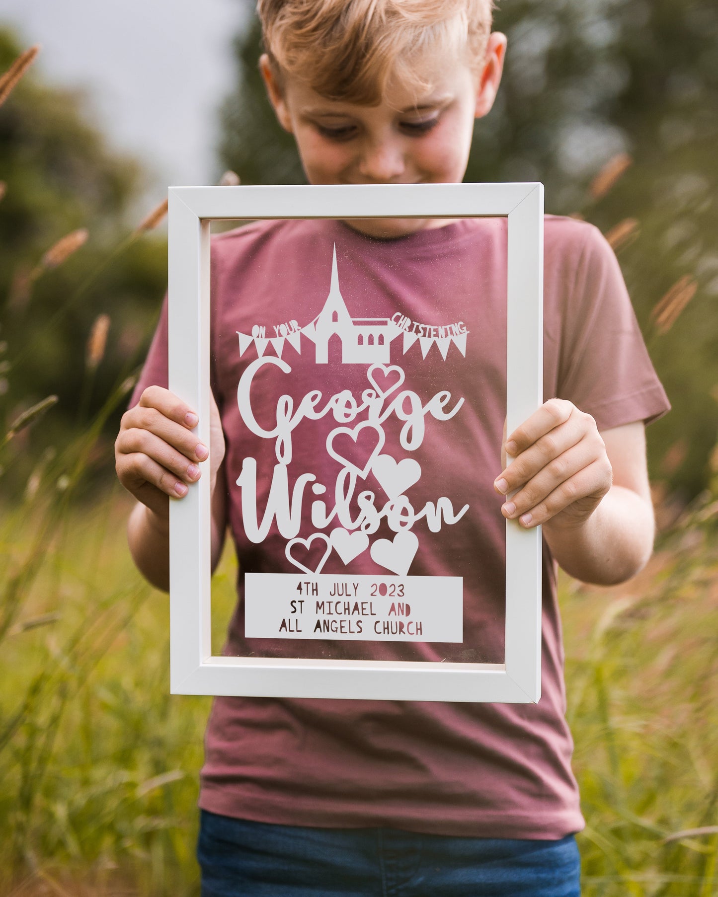 Personalised Christening Wording Papercut