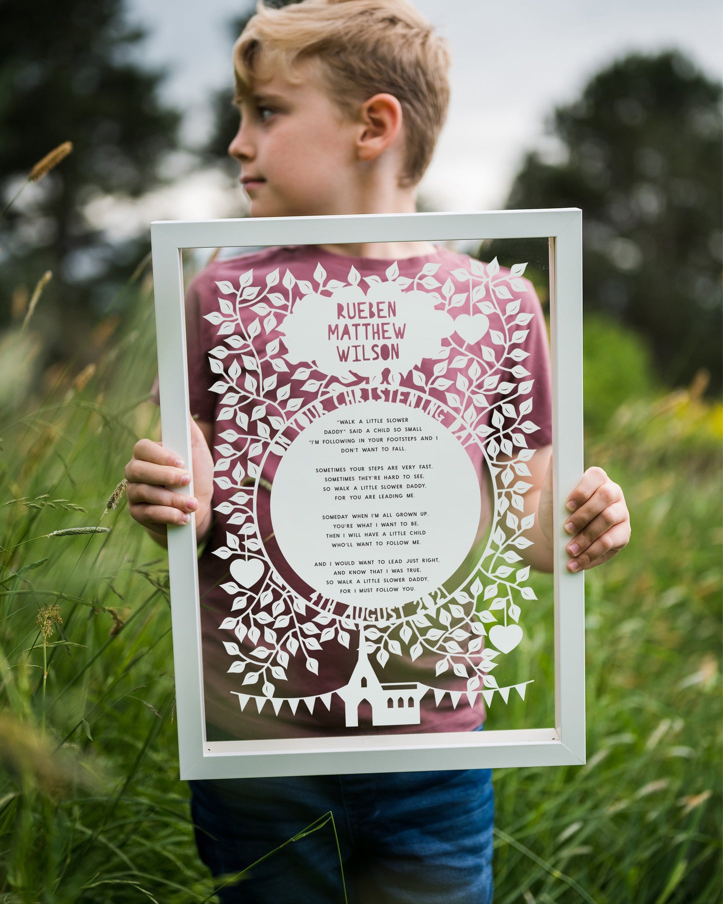 Personalised Christening Reading Poem Papercut