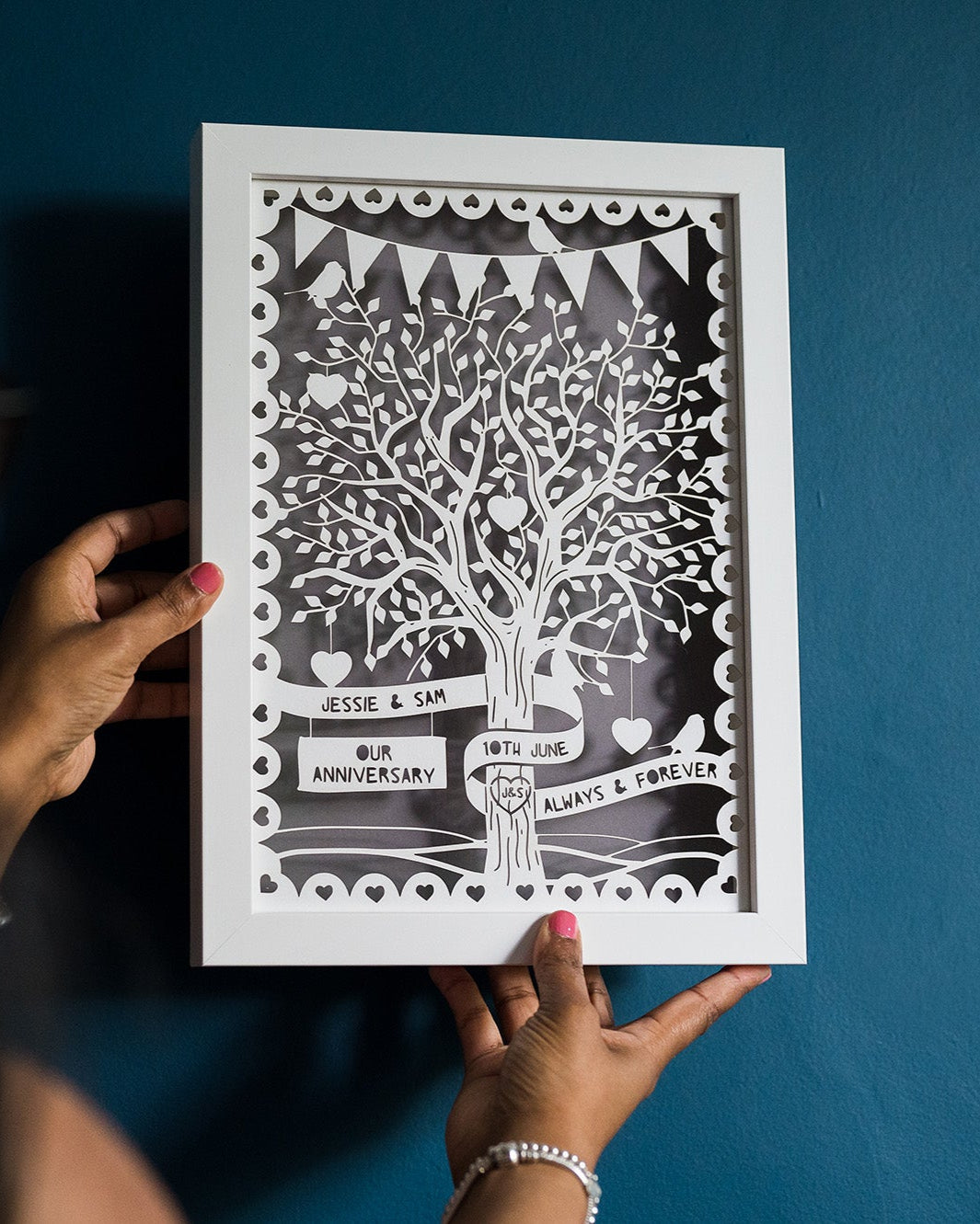 Personalised Love Tree Papercut with Bunting