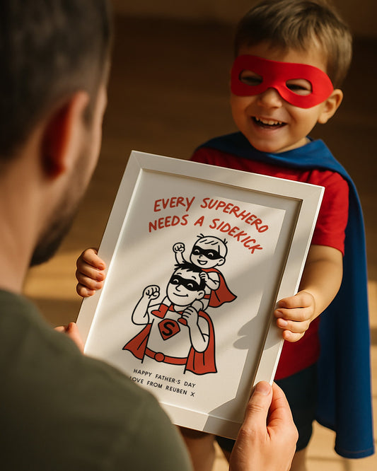 Personalised ‘Superdad And Sidekick’ Father’s Day Print