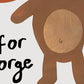 Personalised children's animal initial print