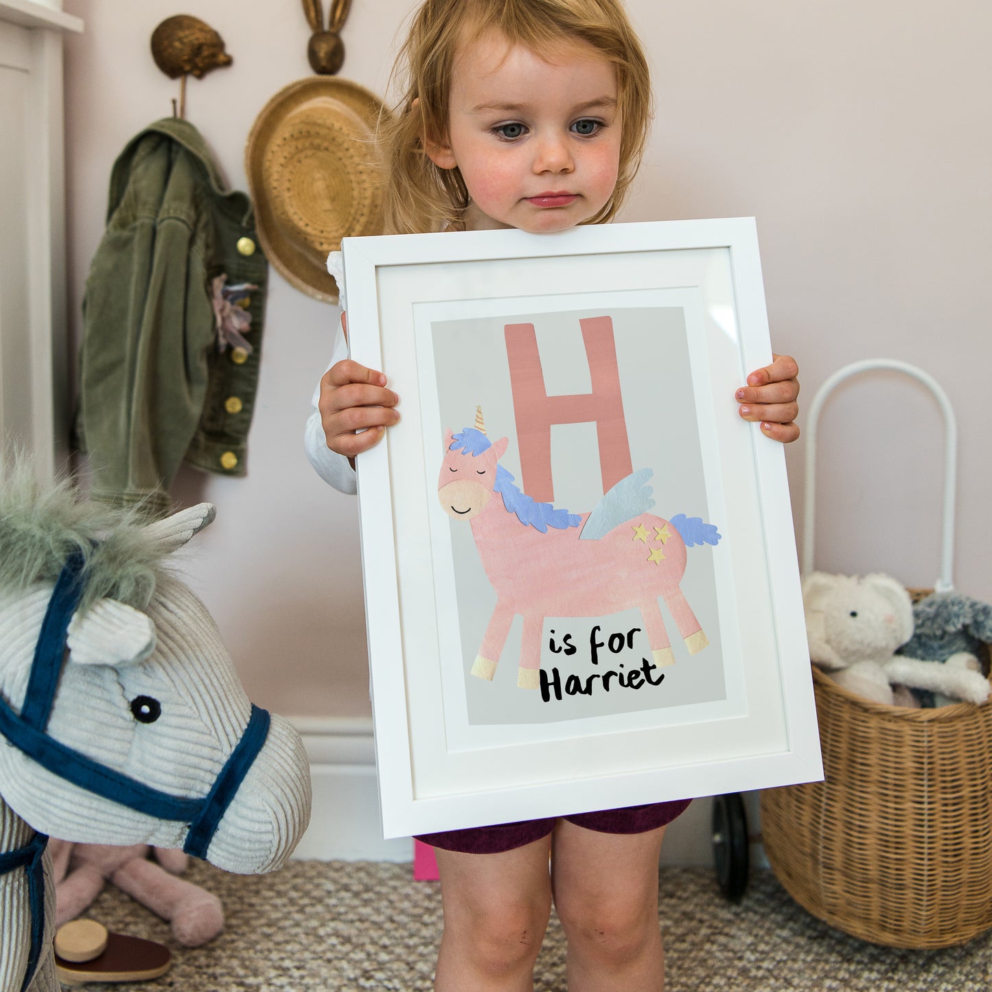 Personalised children's animal initial print