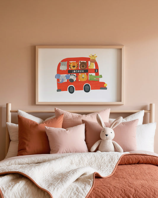 Personalised Zoo Bus Children's Print