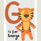 Personalised children's animal initial print