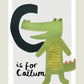 Personalised children's animal initial print