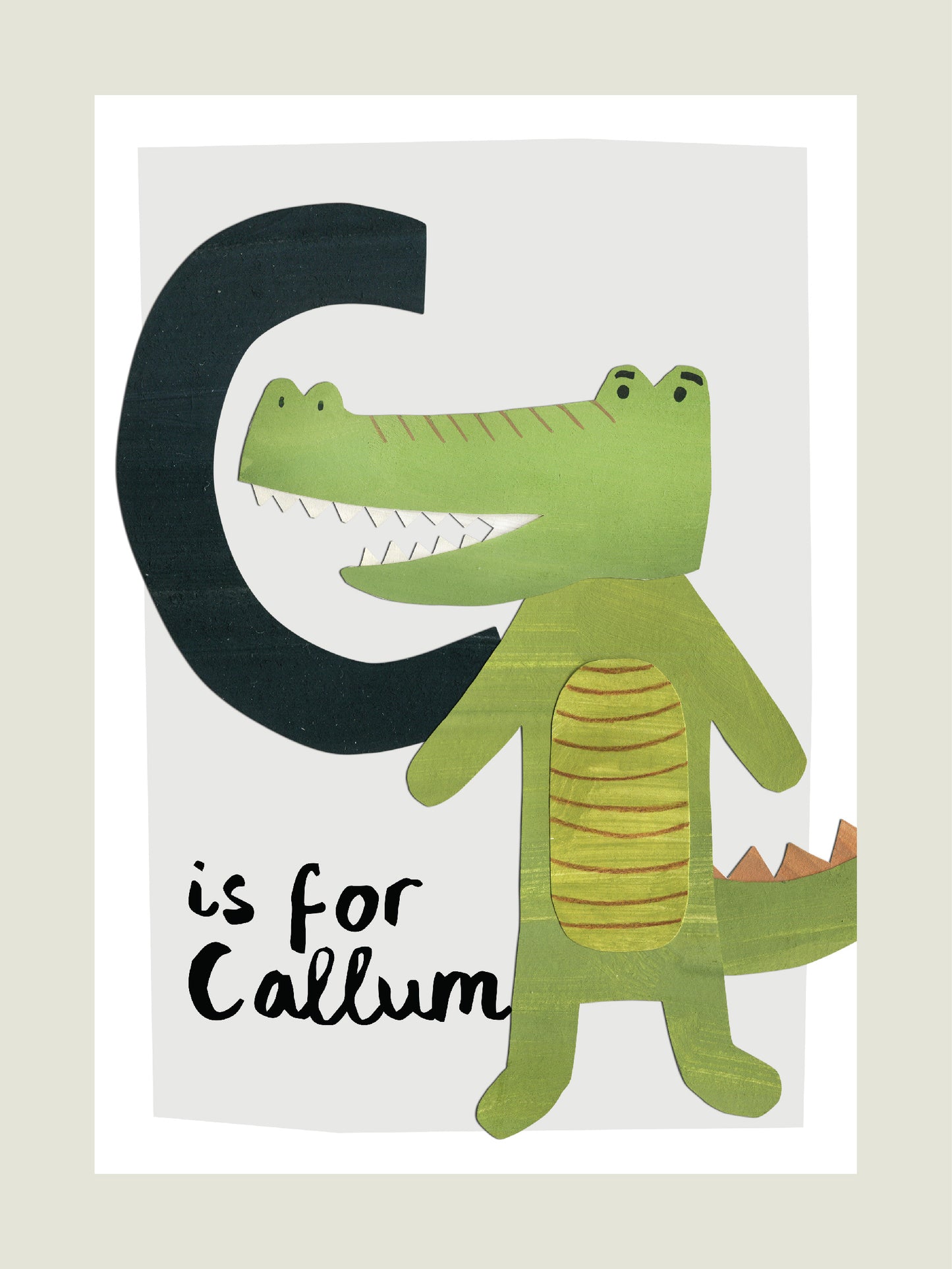 Personalised children's animal initial print