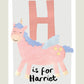 Personalised children's animal initial print