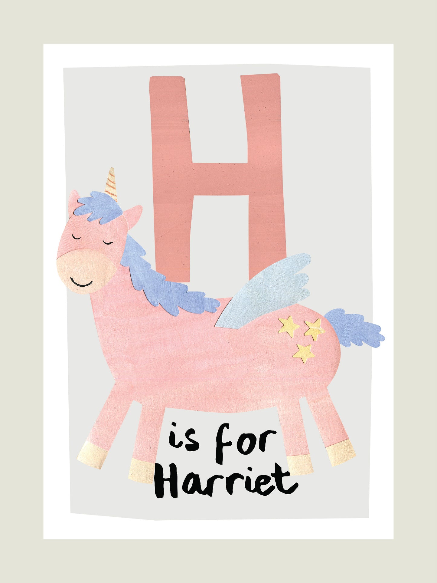 Personalised children's animal initial print