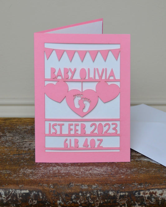 New Baby Arrival Laser Cut Greeting Card