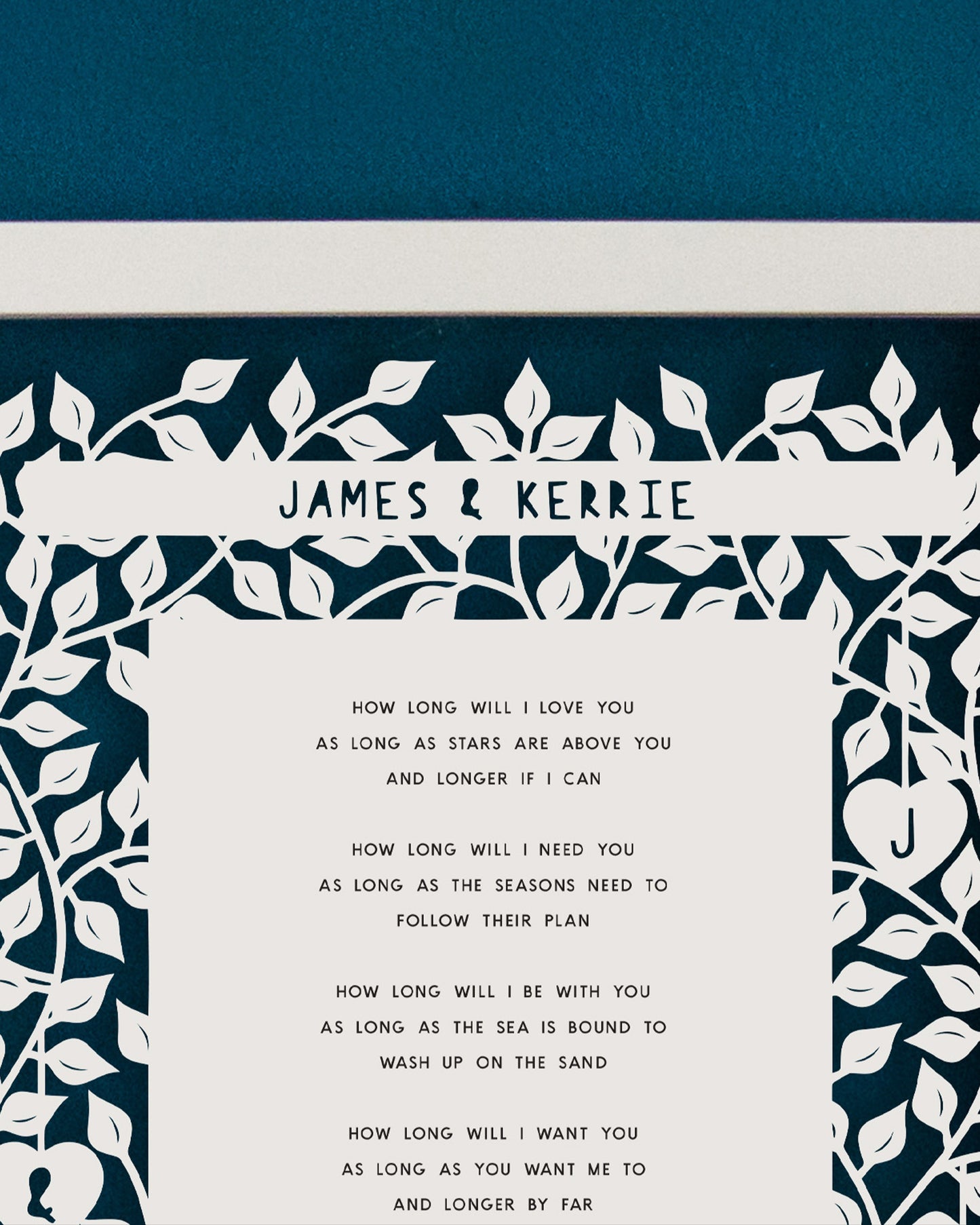 Personalised Wedding Song Papercut