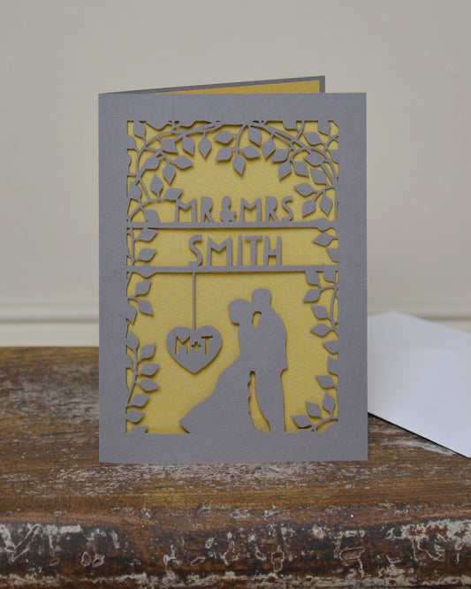 Wedding Day Silhouette Laser Cut Greeting Card