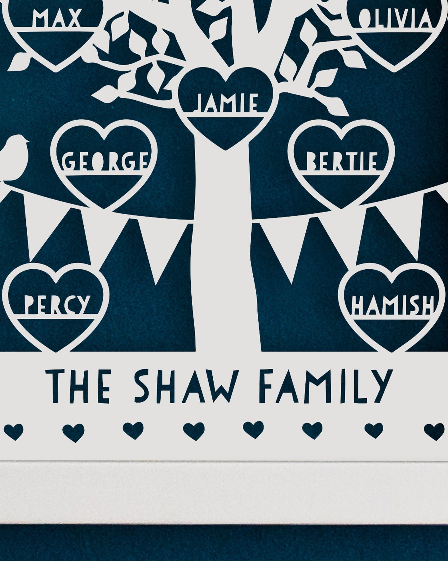 Personalised Family Heart Tree Papercut