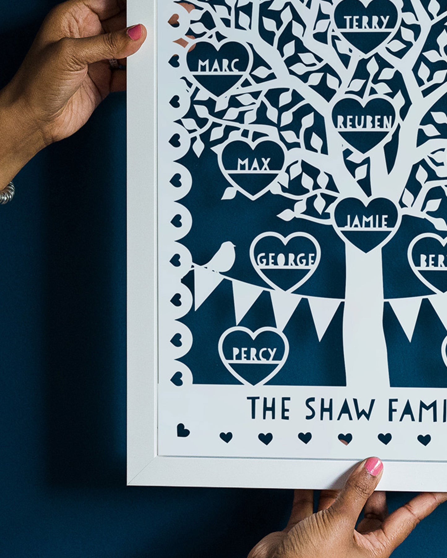 Personalised Family Heart Tree Papercut