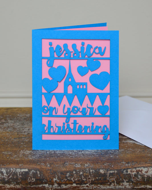 Papercut Christening Card