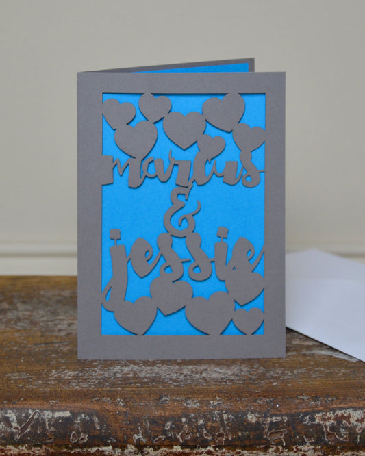 Couples Names Love Papercut Card