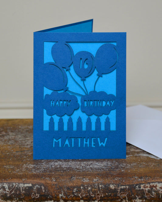 Birthday Balloons Laser Cut Greeting Card