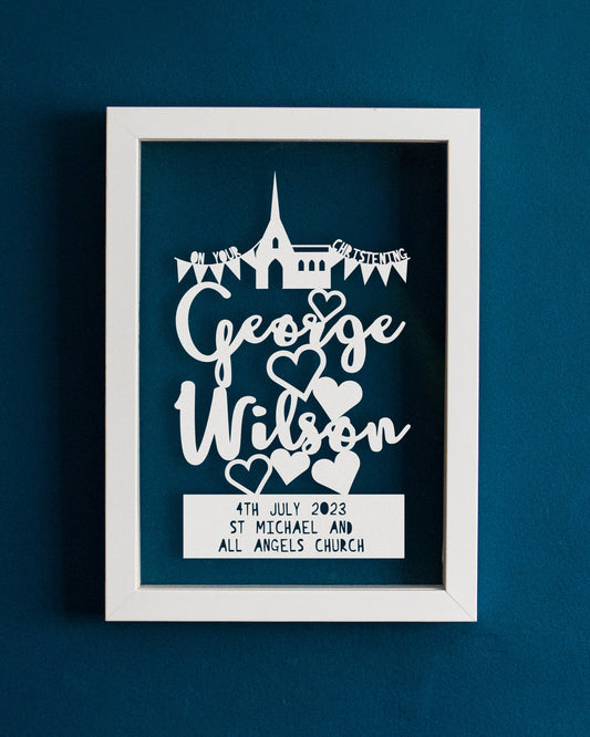 Personalised Christening Wording Papercut