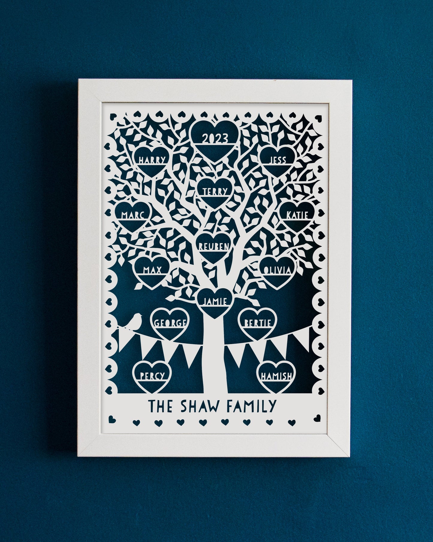 Personalised Family Heart Tree Papercut