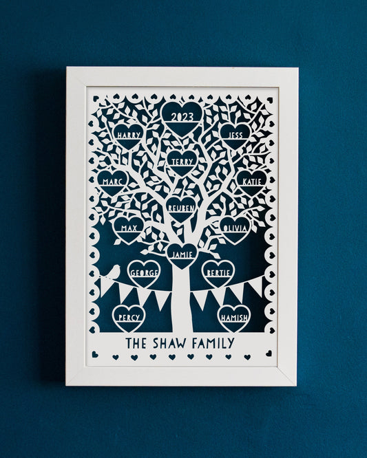 Personalised Family Heart Tree Papercut