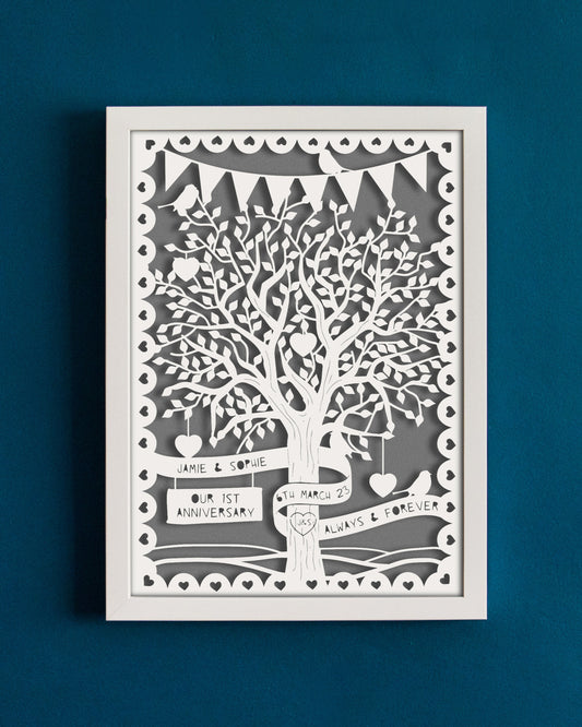 Personalised Love Tree Papercut with Bunting