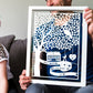 Personalised New Baby Tree and Stork Papercut