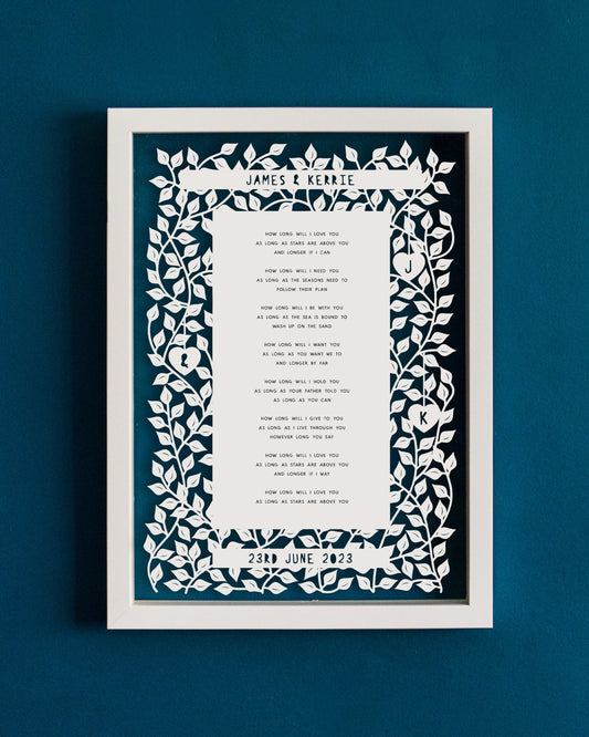 Personalised Wedding Song Papercut