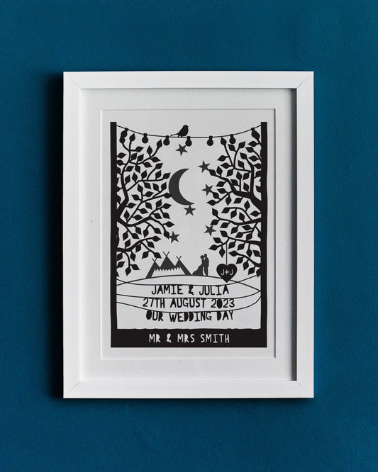 Personalised Wedding Venue Papercut Style Print