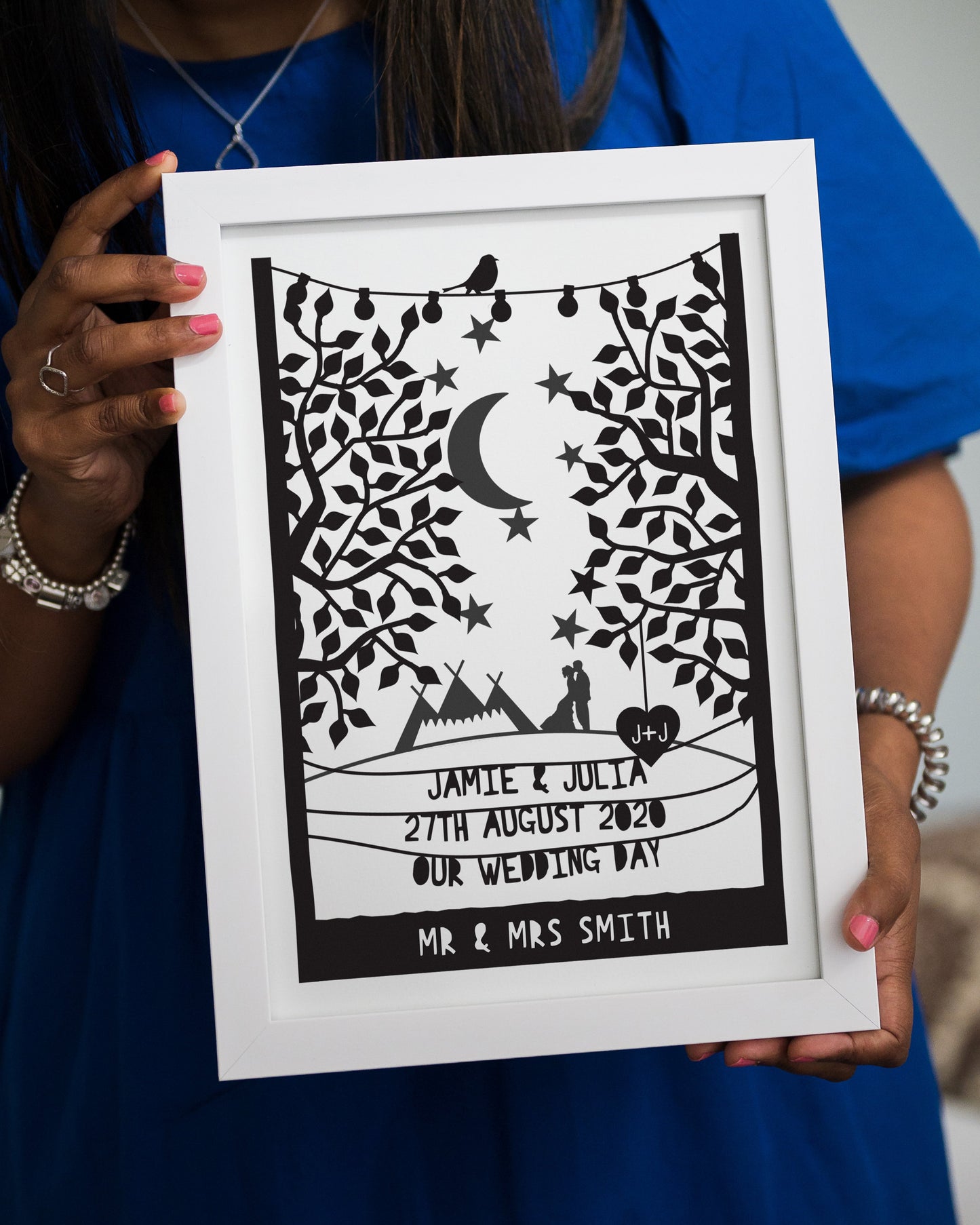 Personalised Wedding Venue Papercut Style Print