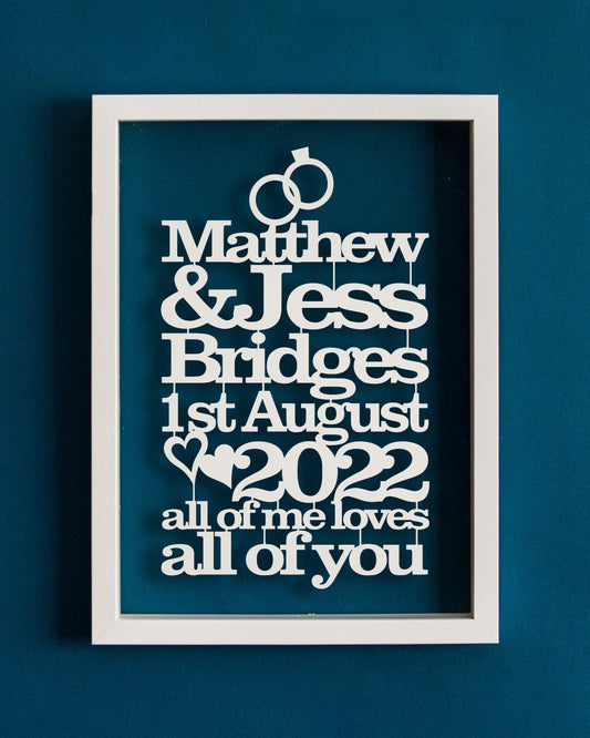 Personalised Wedding or Anniversary Paper Cut